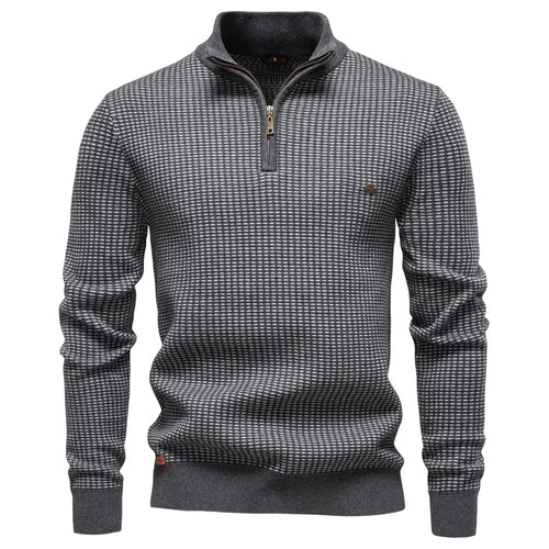 V&CO™ BIRDSEYE ZIP-NECK SWEATER