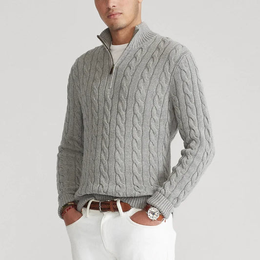 V&CO™ CABLE-KNIT ZIP-NECK SWEATER