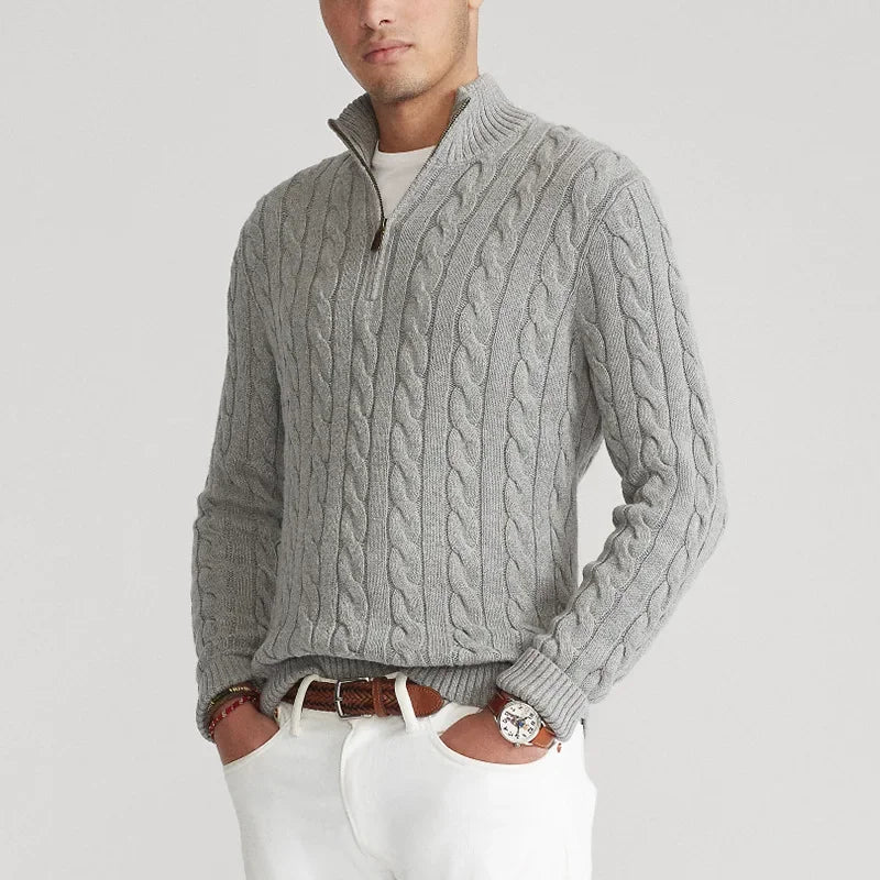 V&CO™ CABLE-KNIT ZIP-NECK SWEATER
