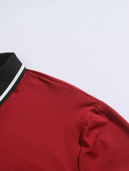CONTRAST-COLLAR LONG-SLEEVE POLO