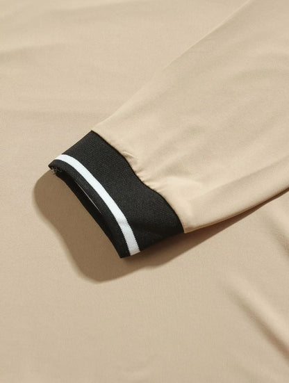 CONTRAST-COLLAR LONG-SLEEVE POLO