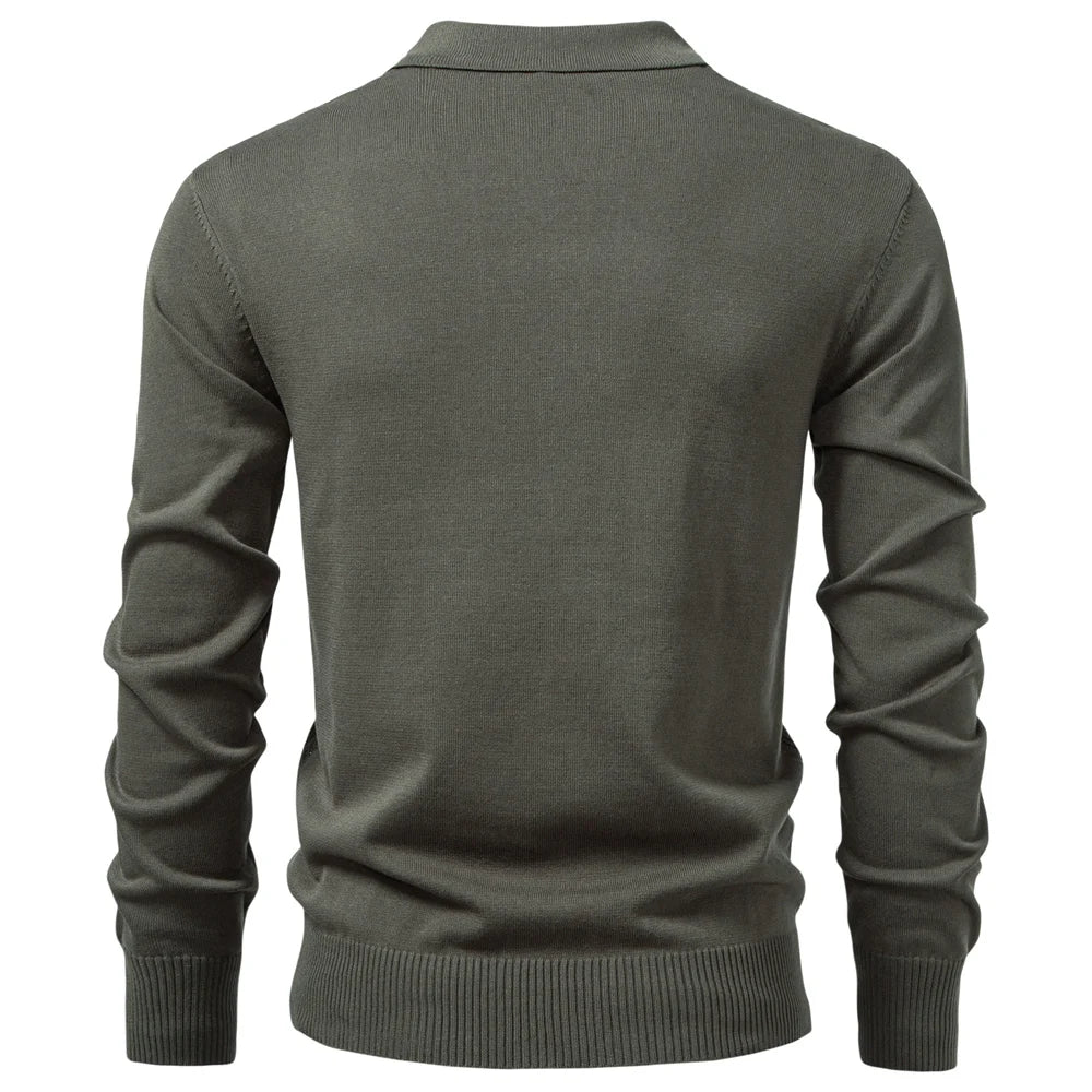 CABLE-KNIT ZIP POLO