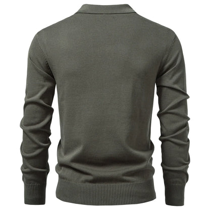 CABLE-KNIT ZIP POLO