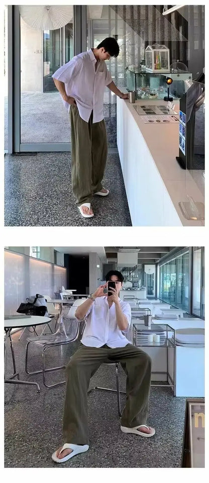 V&CO™  WIDE-LEG LINEN TROUSERS