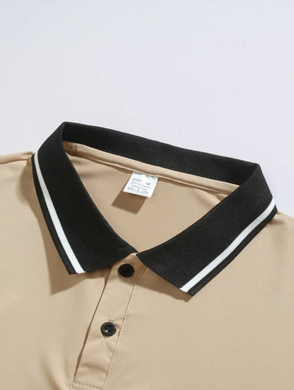 CONTRAST-COLLAR LONG-SLEEVE POLO