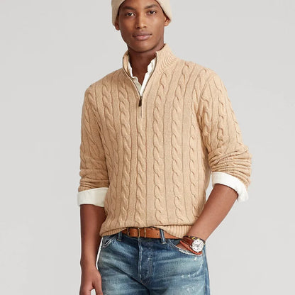 V&CO™ CABLE-KNIT ZIP-NECK SWEATER