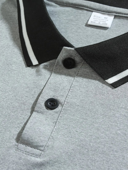 CONTRAST-COLLAR LONG-SLEEVE POLO