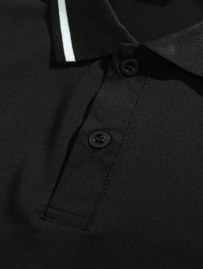 CONTRAST-COLLAR LONG-SLEEVE POLO