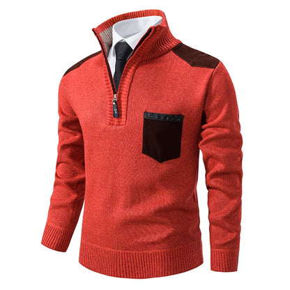 V&CO™ SUEDE-TRIM ZIP-NECK SWEATER