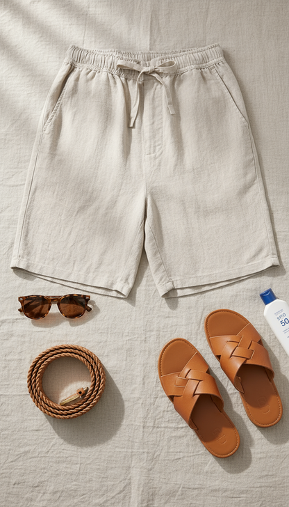 V&CO™  LINEN DRAWSTRING SHORTS